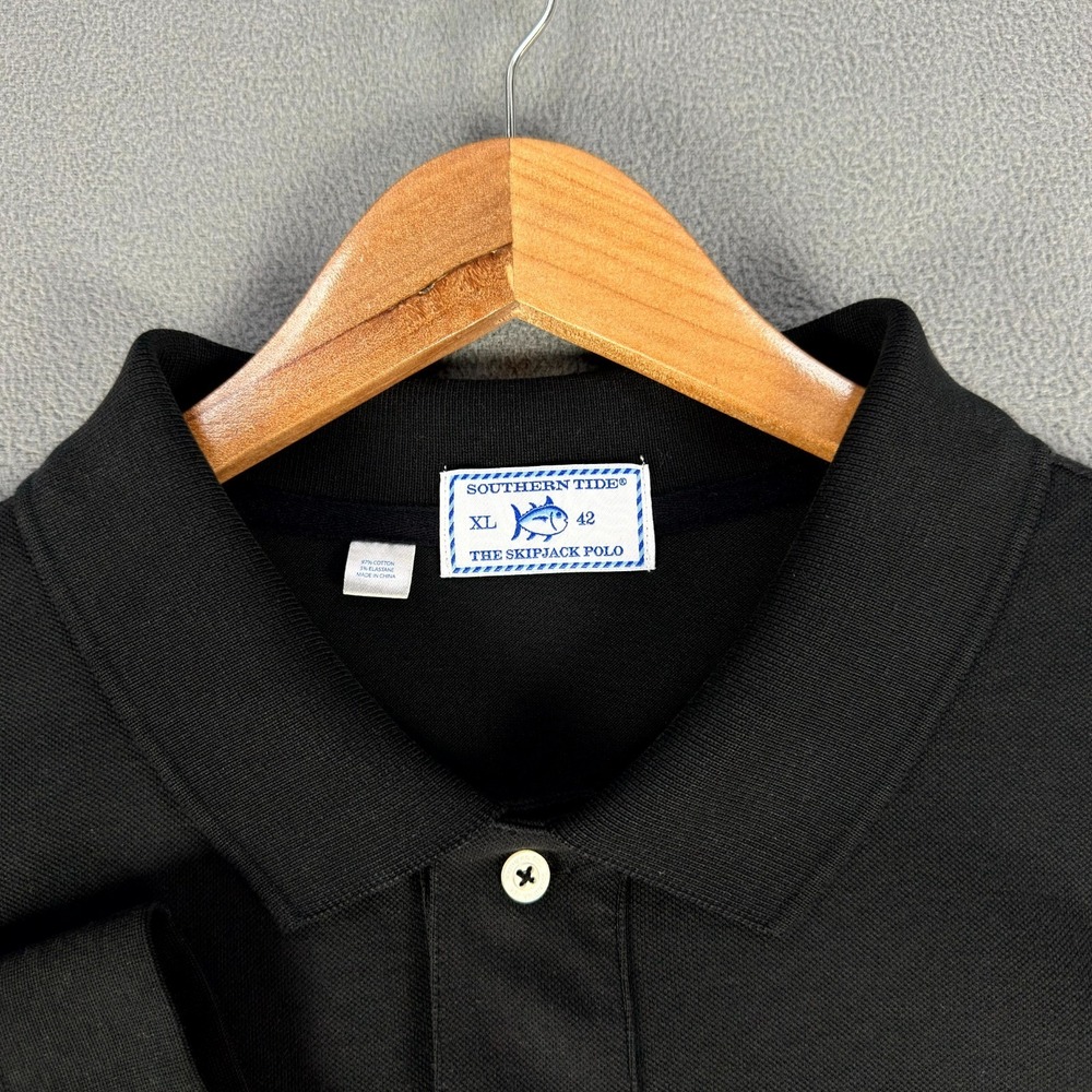 Southern Tide Polo Shirt Mens XL Black Skipjack Long Sleeve Fish Nautical Prep - Picture 4 of 8